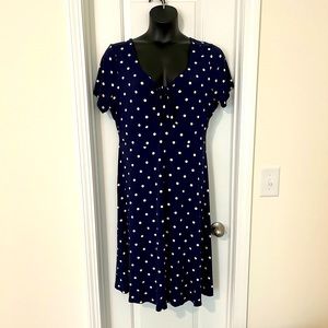Old Navy Short Sleeve MIDI Dress Navy and White Polka Dot Size 1X